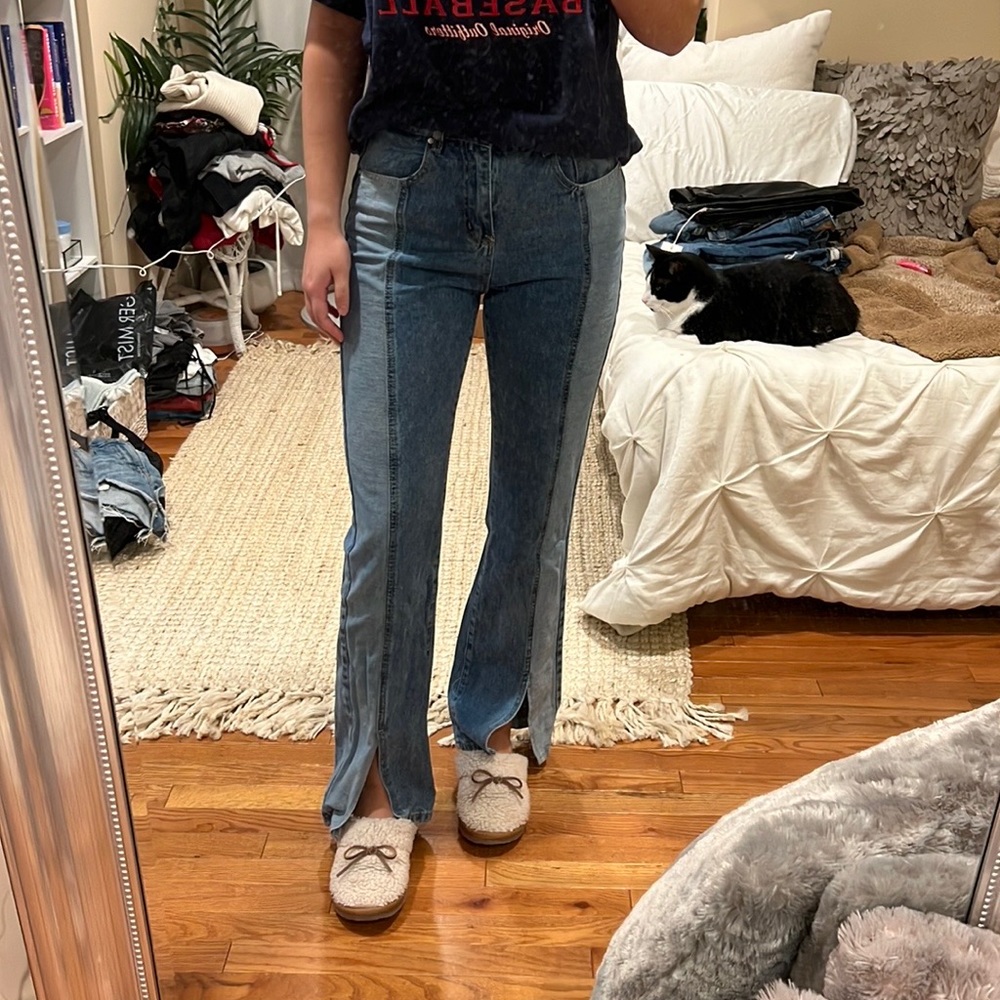 Nasty Gal Two Tone flare jeans
